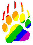 Gif of a bear pride paw that flashes through the colors of the rainbow
