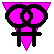 Gif of two venus lesbian symbols on a triangle flashing pink and black